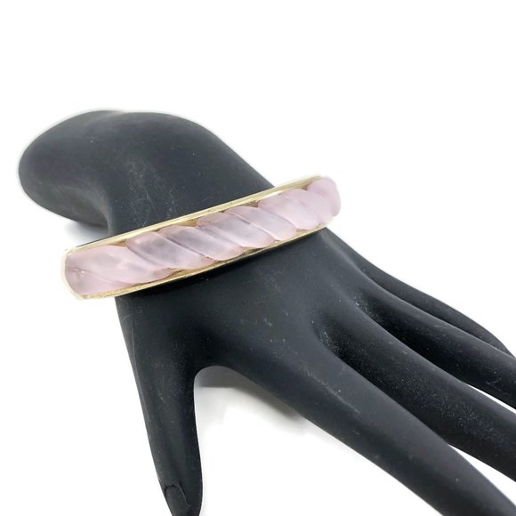 Vintage Jewelry - Vintage Pink Lucite Hinged Bangle Suitable